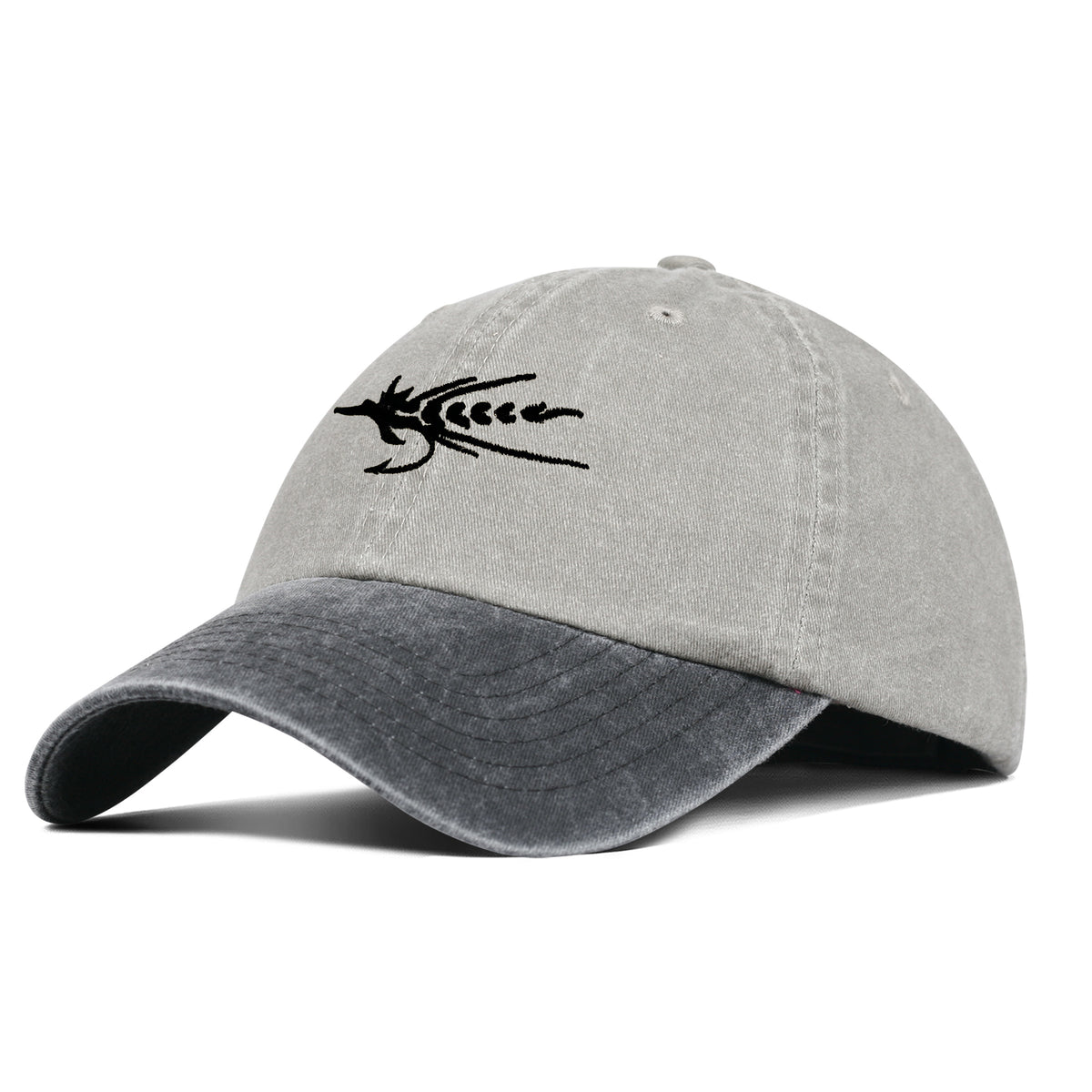 Black Fly Embroidered Hat - Khaki/Charcoal