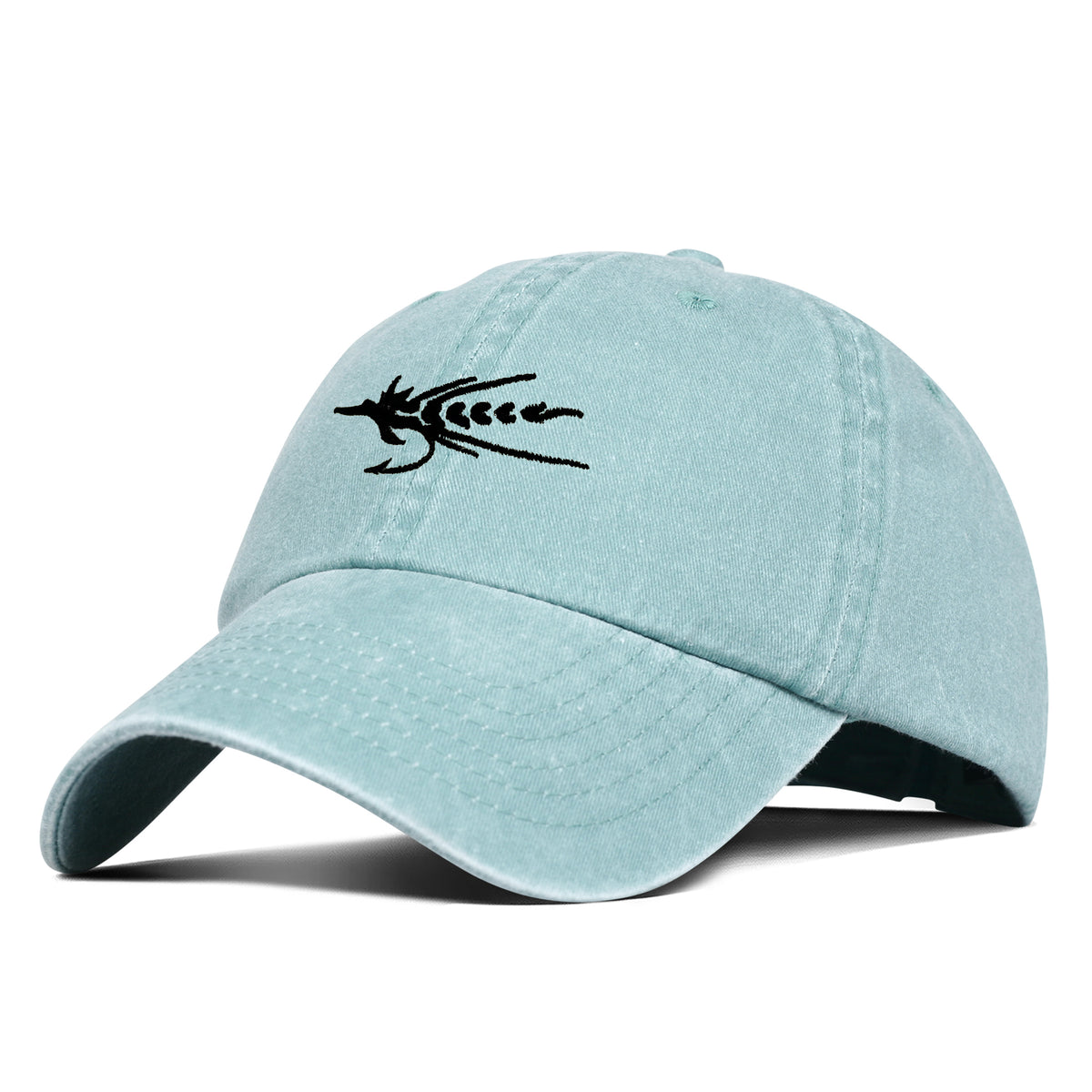 Black Fly Embroidered Hat - Seafoam