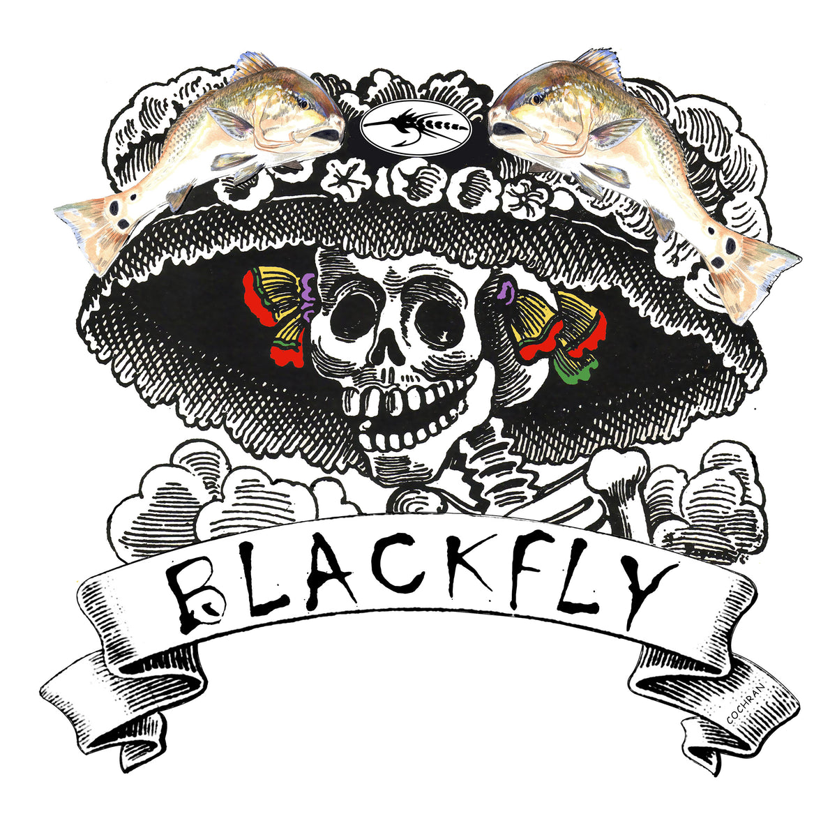 Decal Skeleton Redfish Hat