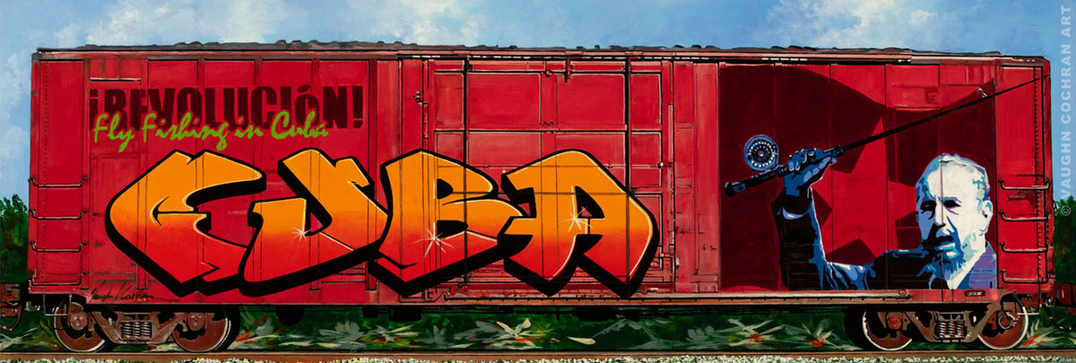 Train Car Fly Fishing in Cuba Original