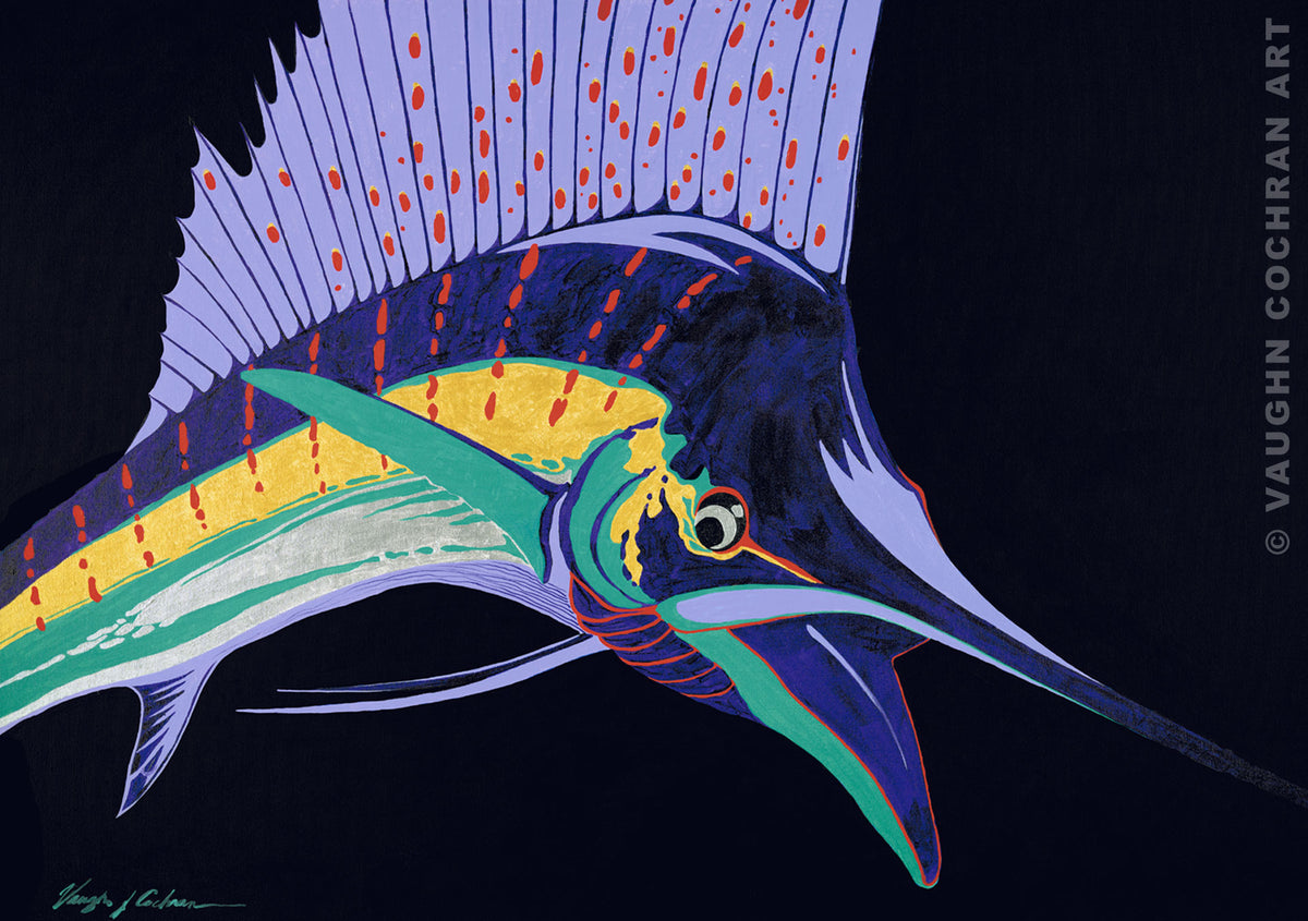 Sailfish Bright <br /><span style='color:#f00;font-weight:bold;'>Original SOLD <br />Prints on canvas or paper available</span>