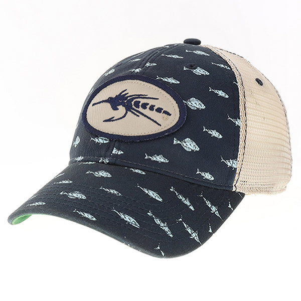 BLACKFLY® Fish Oval Patch Trucker Hat - Navy Blue