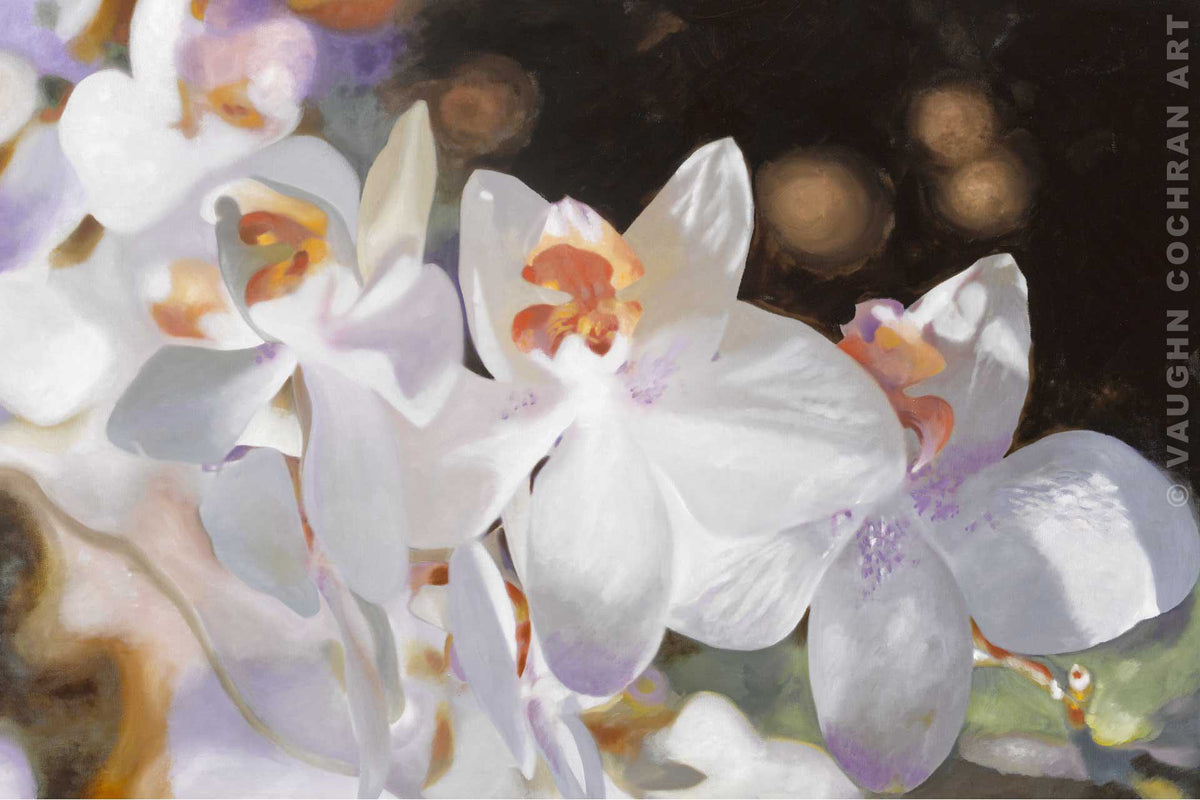 White Orchid <br /><span style='color:#f00;font-weight:bold;'>Original SOLD <br />Prints on canvas or paper available</span>