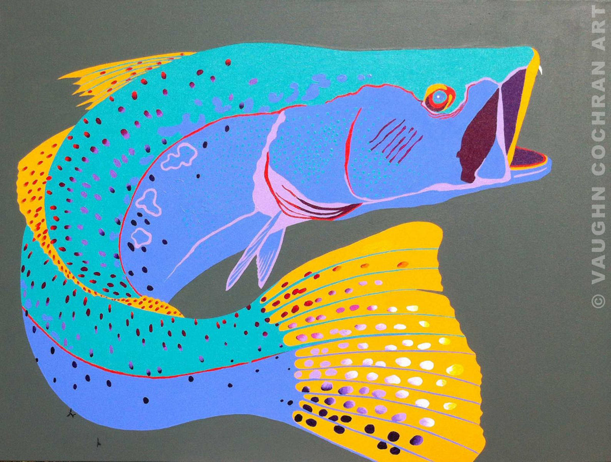 Speckled Trout Bright <br /><span style='color:#f00;font-weight:bold;'>Original SOLD <br />Prints on canvas or paper available</span>