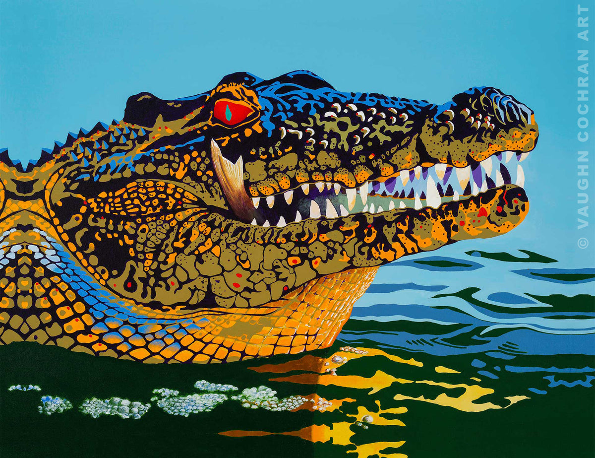 Cuban Crocodile <br /><span style='color:#f00;font-weight:bold;'>Original SOLD <br />Prints on canvas or paper available</span>
