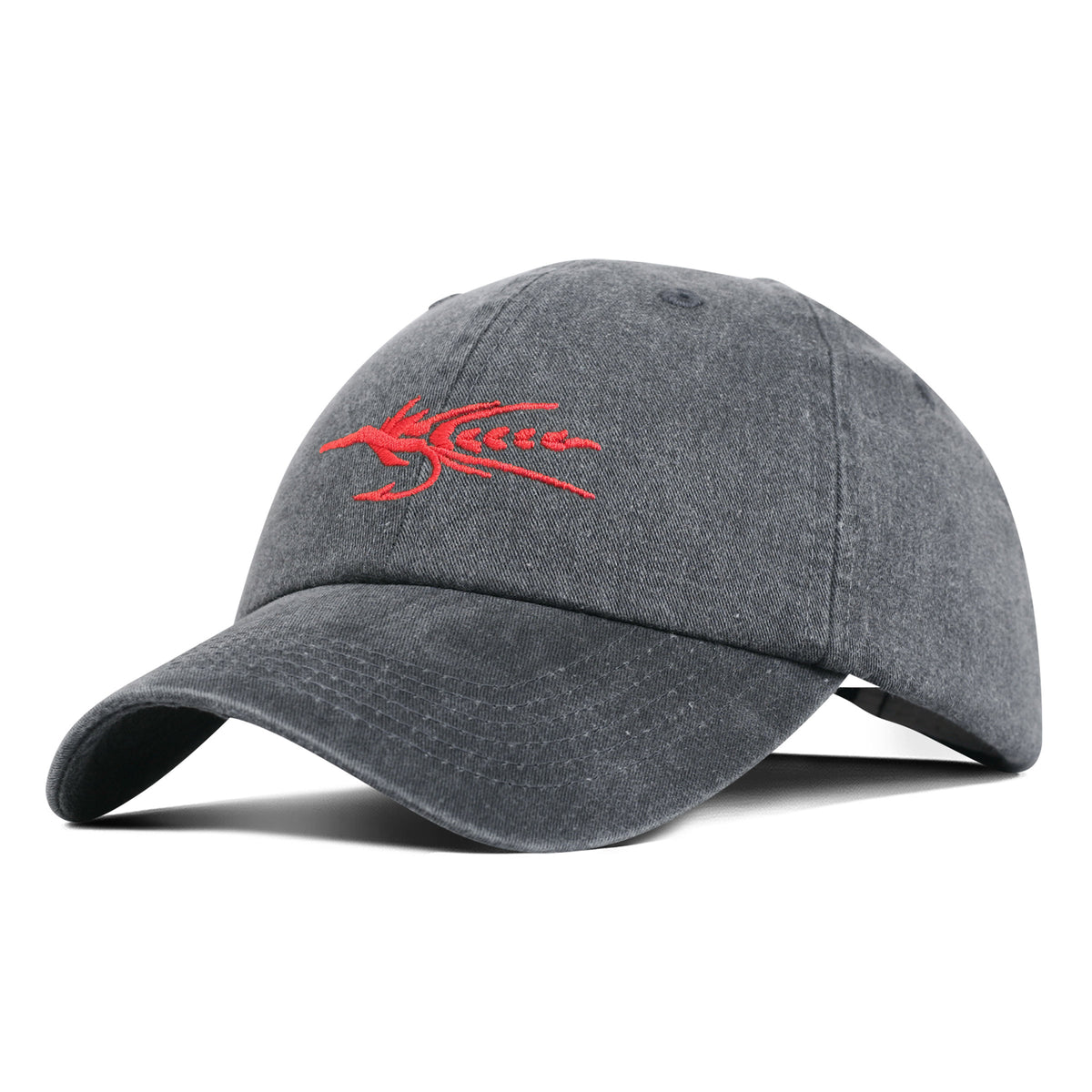 Black Fly Embroidered Hat Charcoal/Red Fly