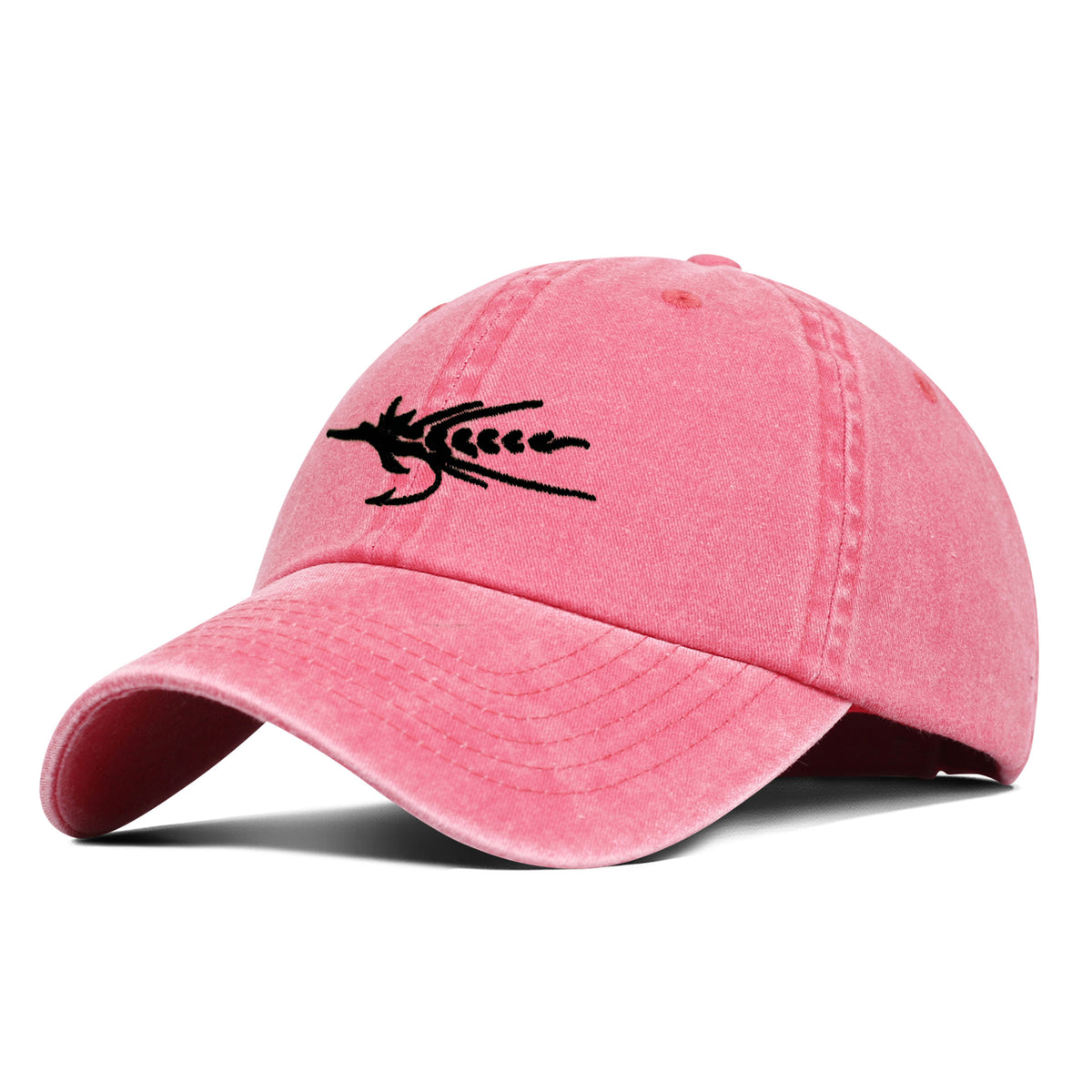 Black Fly Embroidered Hat Coral