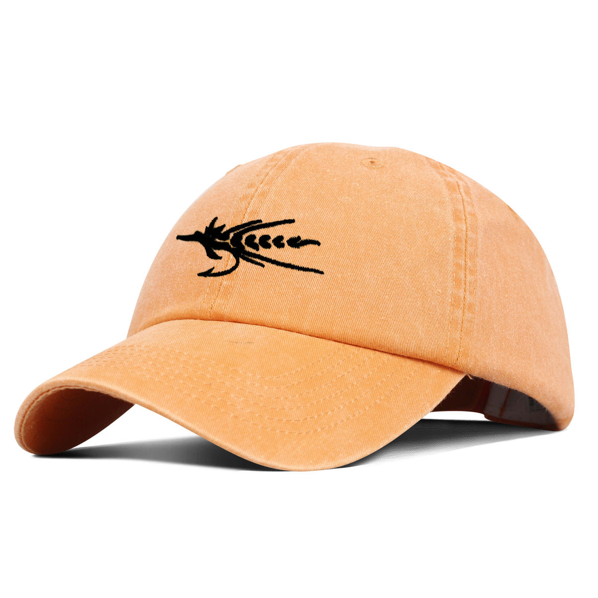Black Fly Embroidered Hat Orange