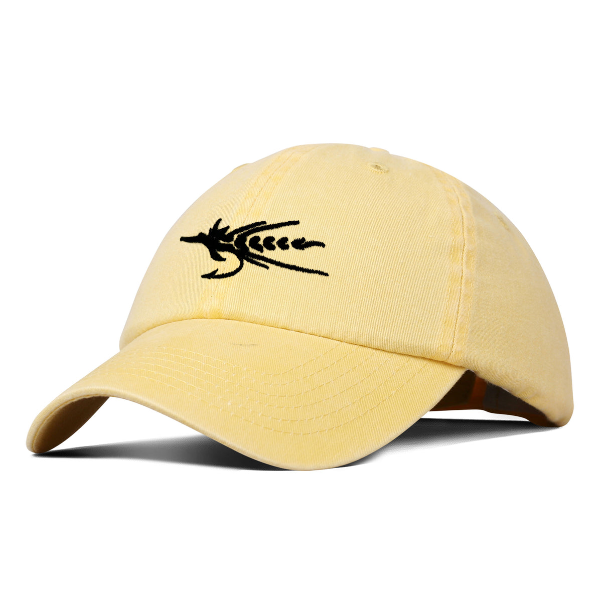 Black Fly Embroidered Hat Yellow