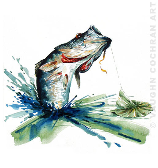 Leaping Lg Mouth Bass Ltd Edition Giclee on Paper